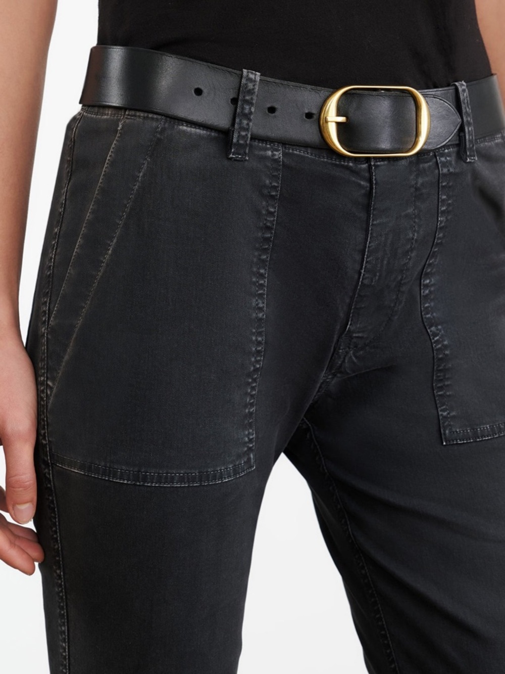 Nili Lotan Jenna Cotton Pants Carbon Grey Washed Black Raw Hem - Picture 9 of 16